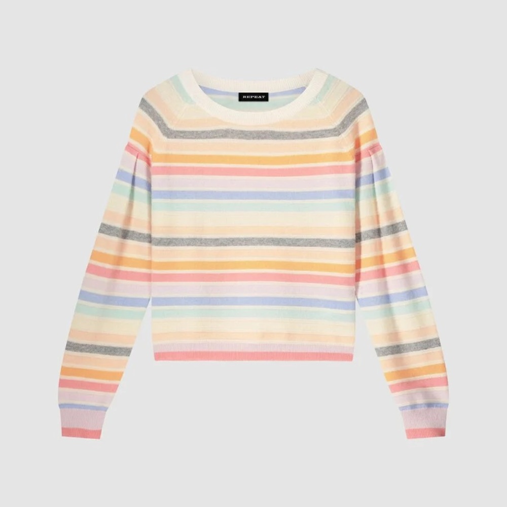 Repeat 100% cashmere rainbow knit sweater